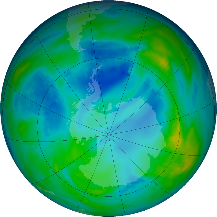 Antarctic ozone map for 12 May 1992